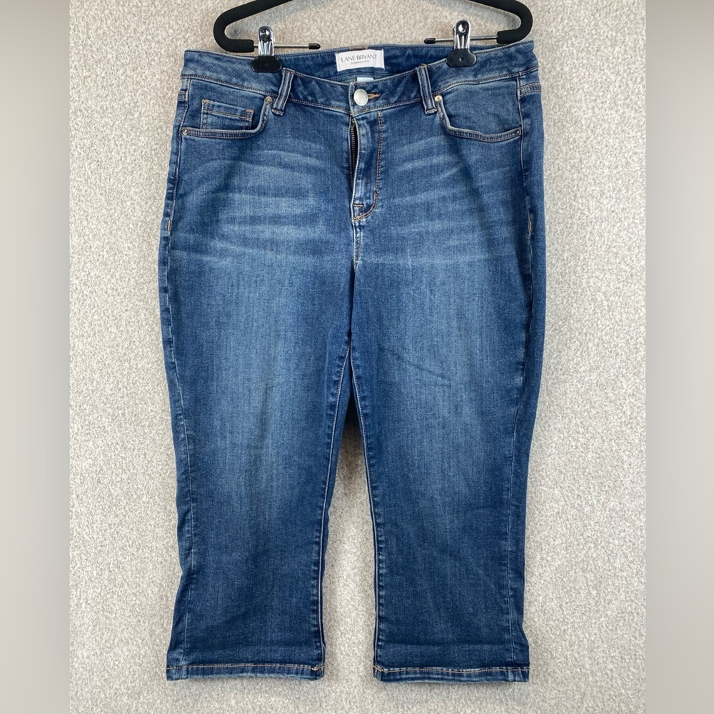 Lane Bryant mid rise super stretch skinny pedal crop jeans size 14